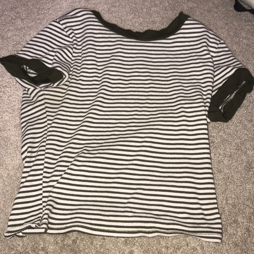 Green and white stripped shirt